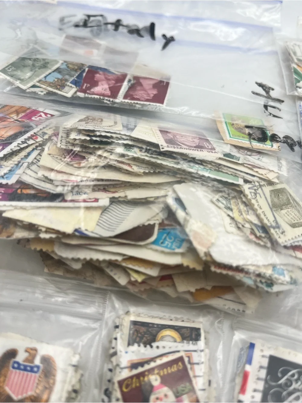 Vintage Postage Stamp Collection Lot USA & Worldwide Hundreds of Used Stamps